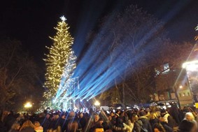 Φωταγωγήθηκε το υψηλότερο χριστουγεννιάτικο δένδρο της χώρας (EIKONEΣ)