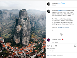 Το instagram υμνεί την Καλαμπάκα και τα Μετέωρα 